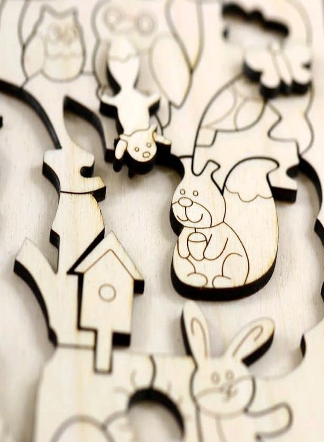 MeeCraft Woodland Animals Jigsaw Puzzle for Kids for Playing and Colouring, 37x27cm, Brown. - Image 5